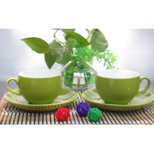 2016 hotsale green glazed ceramic tea set and best ceramic tea cup with saucer